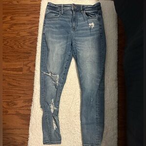 American Eagle Outfitters Light Blue Distressed Hi-Rise Jegging Jeans